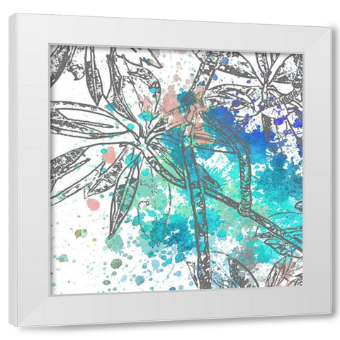 Tree Splatter Blue II White Modern Wood Framed Art Print by Franklin