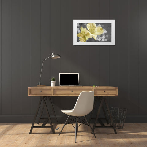 Bubbly in Yellow White Modern Wood Framed Art Print by Simons