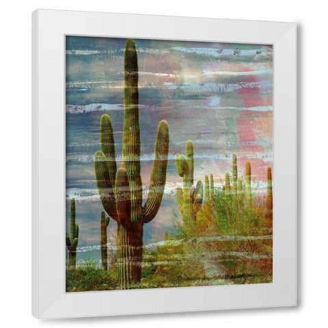 Cactus Landscape I White Modern Wood Framed Art Print by Simons