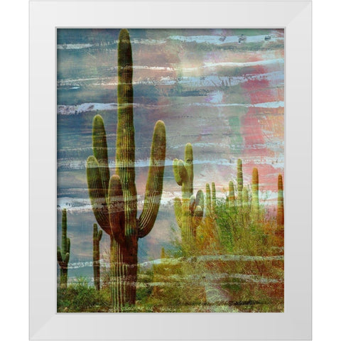 Cactus Landscape I White Modern Wood Framed Art Print by Simons