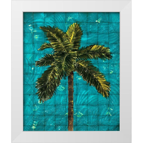 Fiesta Palm Turquoise White Modern Wood Framed Art Print by Simons