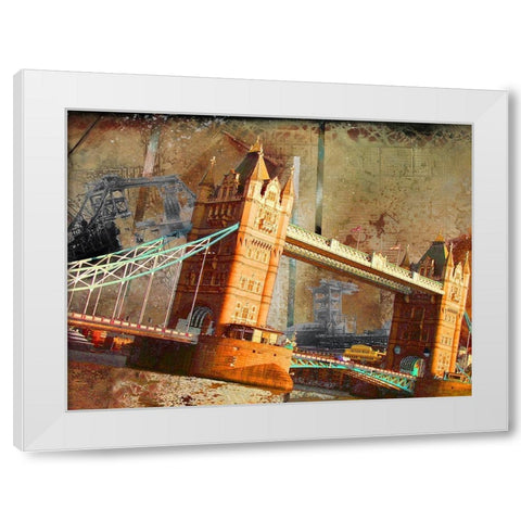 London Bridge White Modern Wood Framed Art Print by Simons