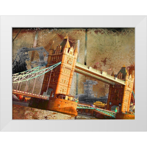 London Bridge White Modern Wood Framed Art Print by Simons