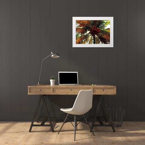 Neon Palm Hot White Modern Wood Framed Art Print by Simons