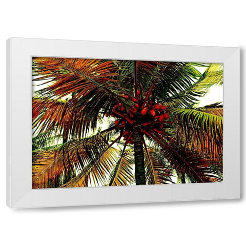 Neon Palm Hot White Modern Wood Framed Art Print by Simons
