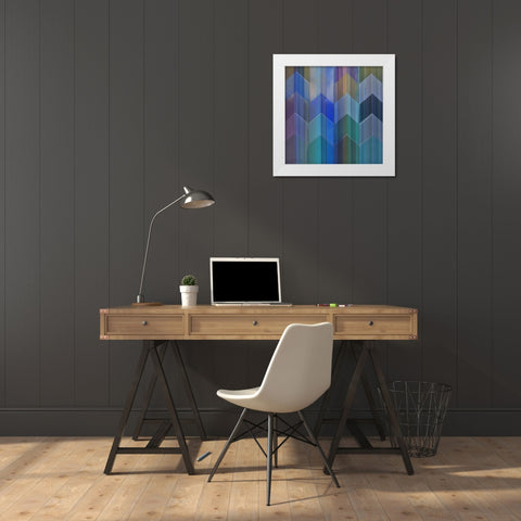 Pickets Blueberry  White Modern Wood Framed Art Print by Simons