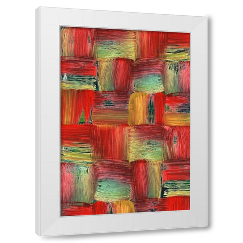 Plaid Play White Modern Wood Framed Art Print by Simons