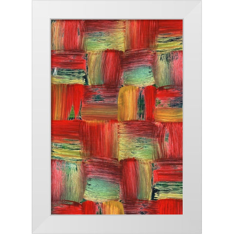 Plaid Play White Modern Wood Framed Art Print by Simons