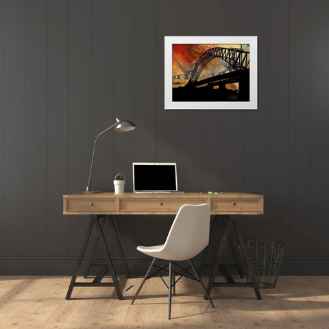 Silver Jubilee Bridge White Modern Wood Framed Art Print by Simons