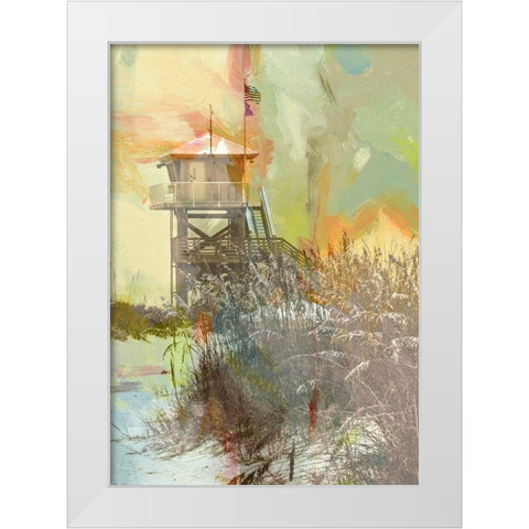 Watching White Modern Wood Framed Art Print by Simons