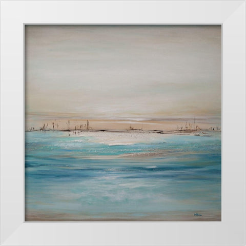 Seascape Square White Modern Wood Framed Art Print by Hinz