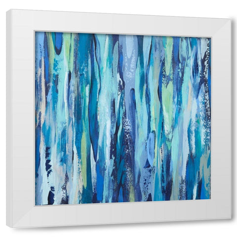 Abstract Blue Ribbon White Modern Wood Framed Art Print by Hinz