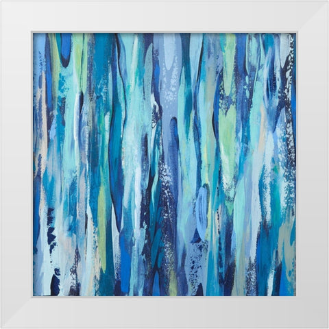 Abstract Blue Ribbon White Modern Wood Framed Art Print by Hinz