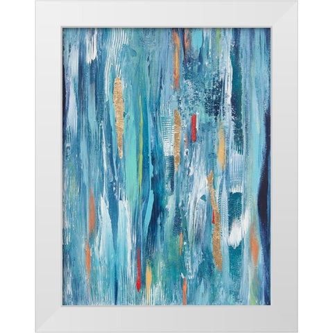 Ribbons with Gold White Modern Wood Framed Art Print by Hinz