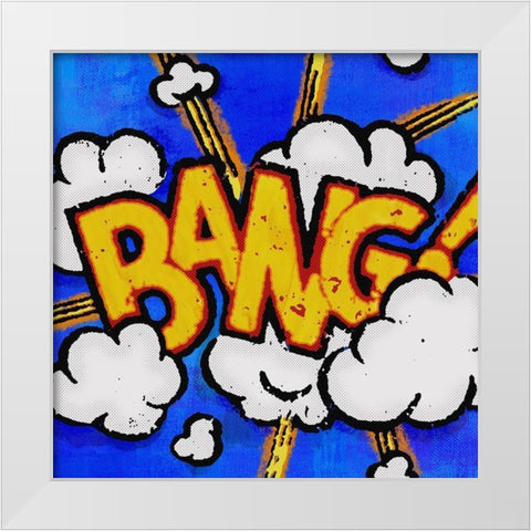 Bang White Modern Wood Framed Art Print by Johnson