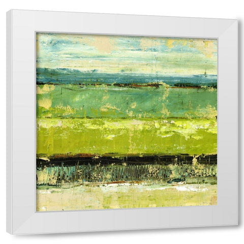Greenscape I White Modern Wood Framed Art Print by King