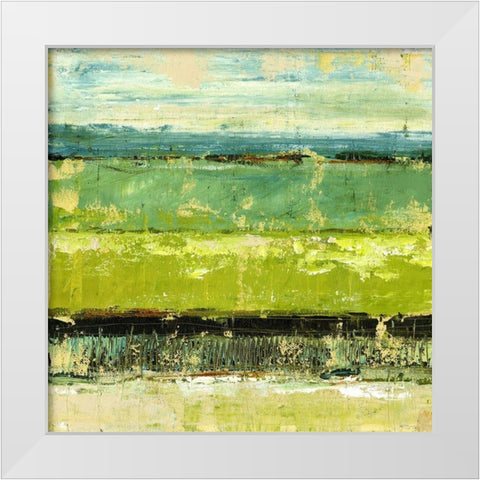 Greenscape I White Modern Wood Framed Art Print by King