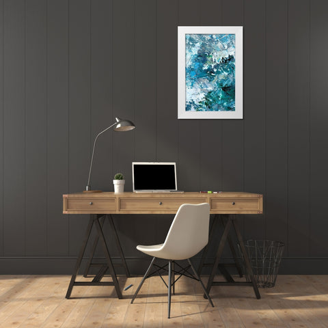 Multiple Blues I White Modern Wood Framed Art Print by King