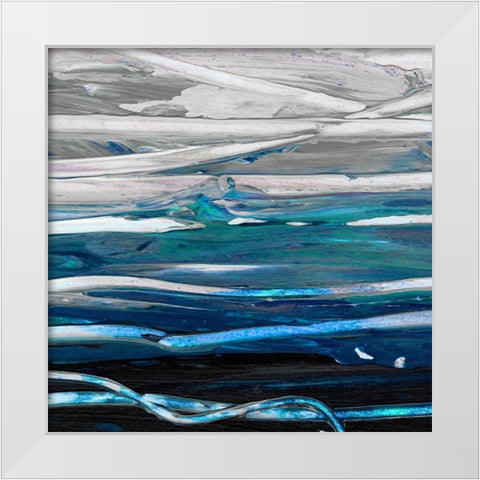 Blue Wave I White Modern Wood Framed Art Print by King