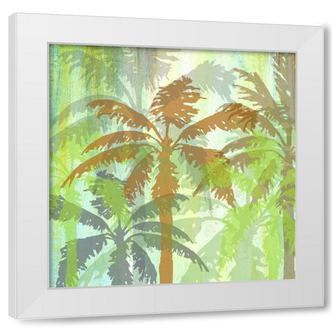 Palm Shadows II White Modern Wood Framed Art Print by Nola