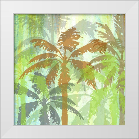 Palm Shadows II White Modern Wood Framed Art Print by Nola