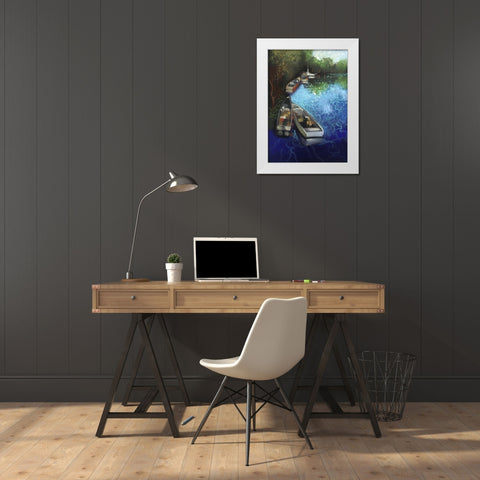 Electric Blue I White Modern Wood Framed Art Print by Ricci
