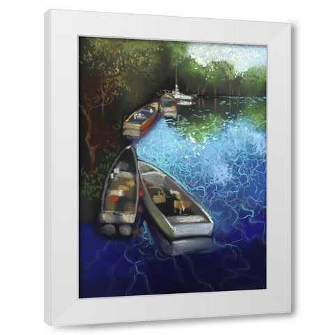 Electric Blue I White Modern Wood Framed Art Print by Ricci
