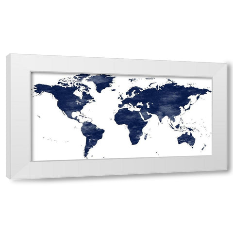 Navy Map White Modern Wood Framed Art Print by Phillip, Jamie