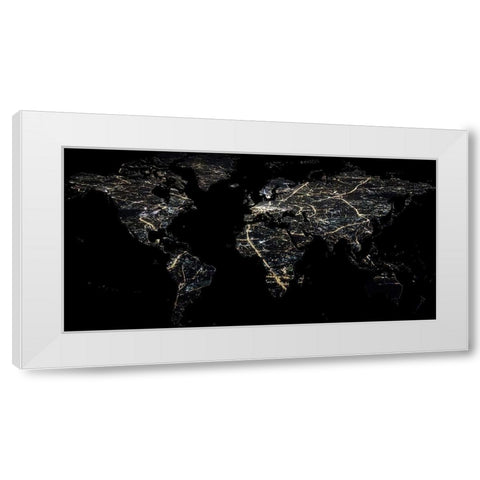 Night Map White Modern Wood Framed Art Print by Phillip, Jamie