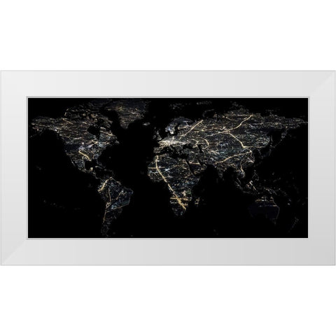 Night Map White Modern Wood Framed Art Print by Phillip, Jamie