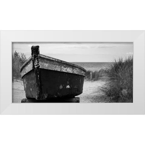 Dads Boat White Modern Wood Framed Art Print by Phillip, Jamie