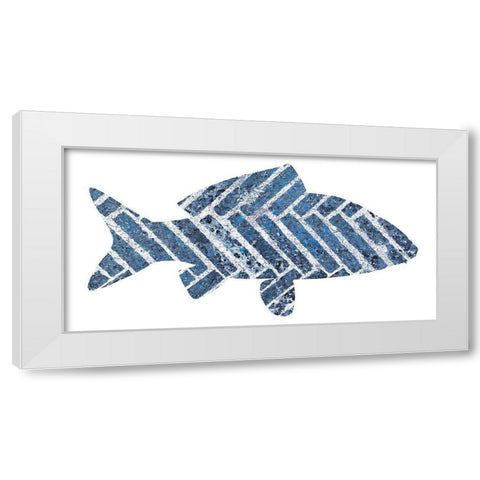 Blue Fish White Modern Wood Framed Art Print by Phillip, Jamie