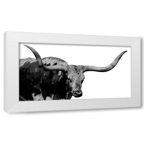 Long Horn Silver White Modern Wood Framed Art Print by Phillip, Jamie
