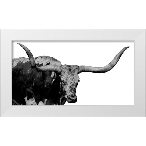 Long Horn Silver White Modern Wood Framed Art Print by Phillip, Jamie