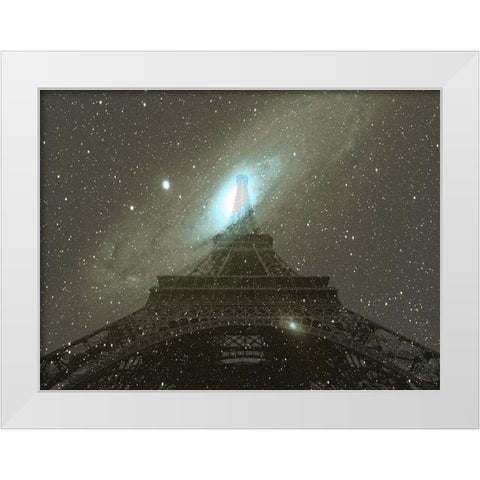 Paris In Space White Modern Wood Framed Art Print by Phillip, Jamie