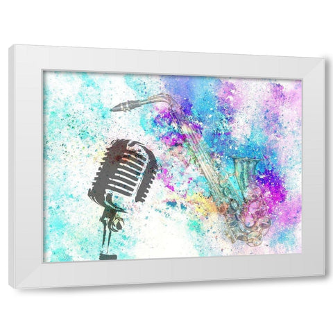 Sax White Modern Wood Framed Art Print by Phillip, Jamie