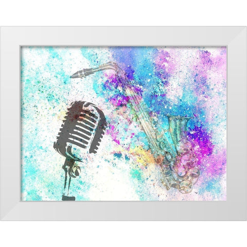 Sax White Modern Wood Framed Art Print by Phillip, Jamie