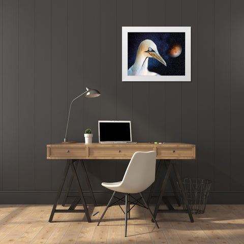 Space Bird White Modern Wood Framed Art Print by Phillip, Jamie