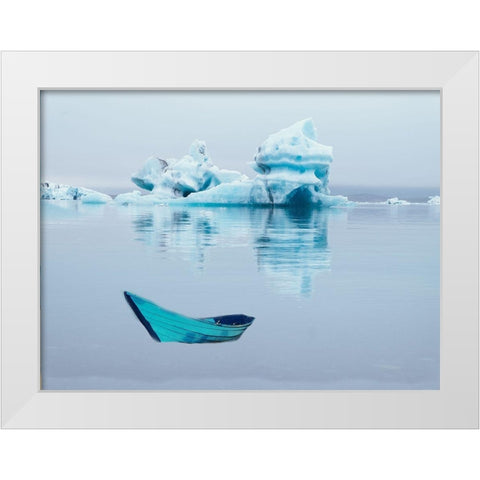 Boat On Ice White Modern Wood Framed Art Print by Phillip, Jamie