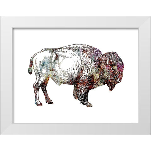 Rustic Bison 5 White Modern Wood Framed Art Print by Phillip, Jamie