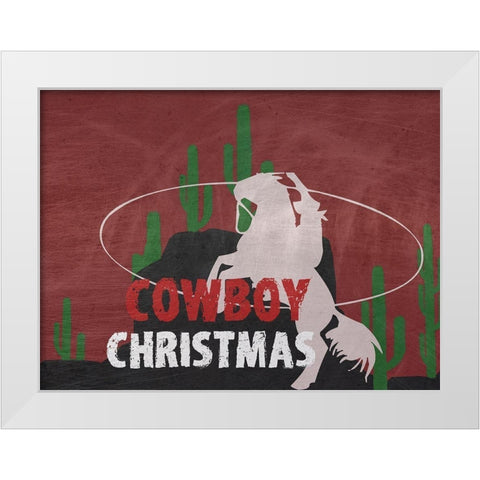 Cowboy Christmas White Modern Wood Framed Art Print by Phillip, Jamie