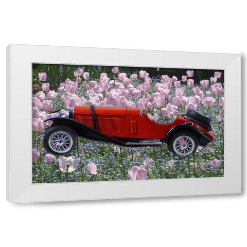 Flower Car White Modern Wood Framed Art Print by Phillip, Jamie