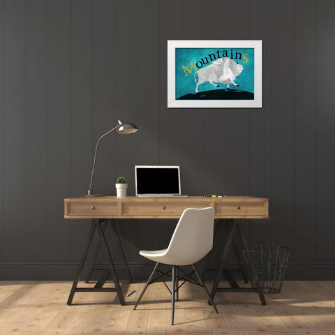 Mountain Bison White Modern Wood Framed Art Print by Phillip, Jamie