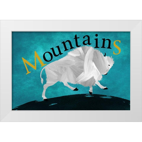 Mountain Bison White Modern Wood Framed Art Print by Phillip, Jamie