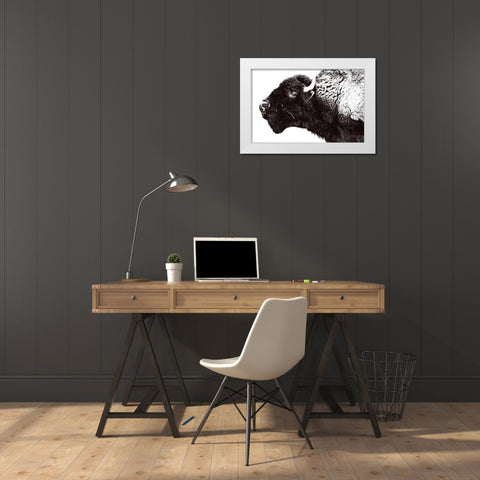 Bison Season 7 White Modern Wood Framed Art Print by Phillip, Jamie