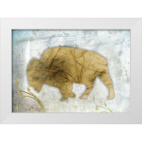 Bison Season White Modern Wood Framed Art Print by Phillip, Jamie