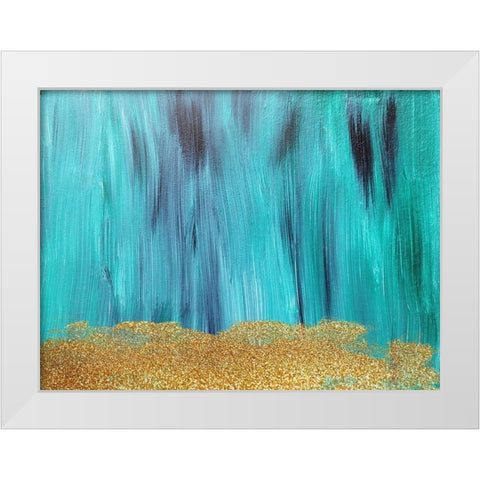 Emerald Green And Gold White Modern Wood Framed Art Print by Phillip, Jamie
