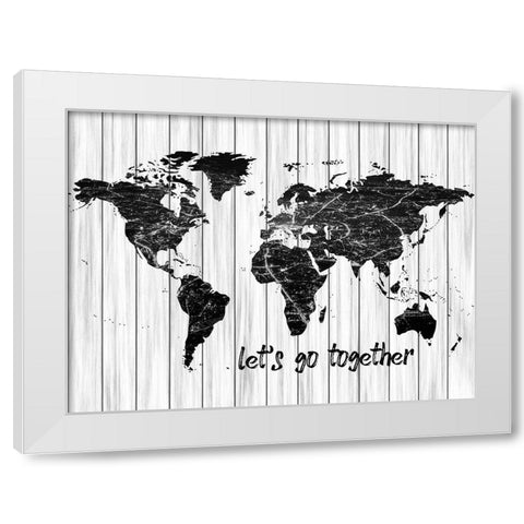 Lets Go Map White Modern Wood Framed Art Print by Phillip, Jamie