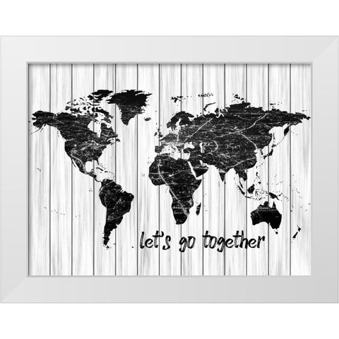 Lets Go Map White Modern Wood Framed Art Print by Phillip, Jamie