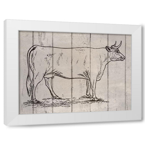Cow White Modern Wood Framed Art Print by Phillip, Jamie
